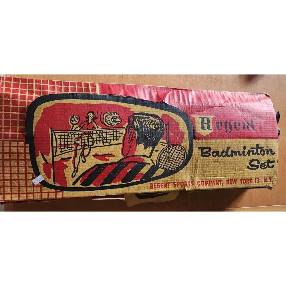 Regent Badminton‎ Complete Set with Net and 4 Racquets  Shuttlecocks Vintage